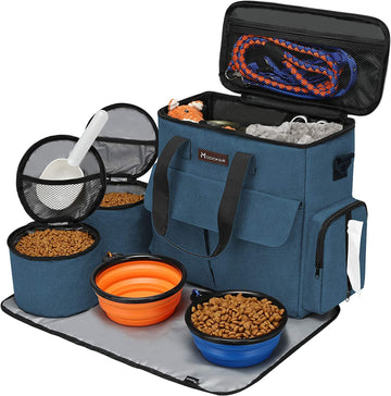 Ultimate Dog Travel Bag: Airline-Approved Pet Tote with Multi-Function Pockets, Food Containers, Collapsible Bowls & Feeding Mat 