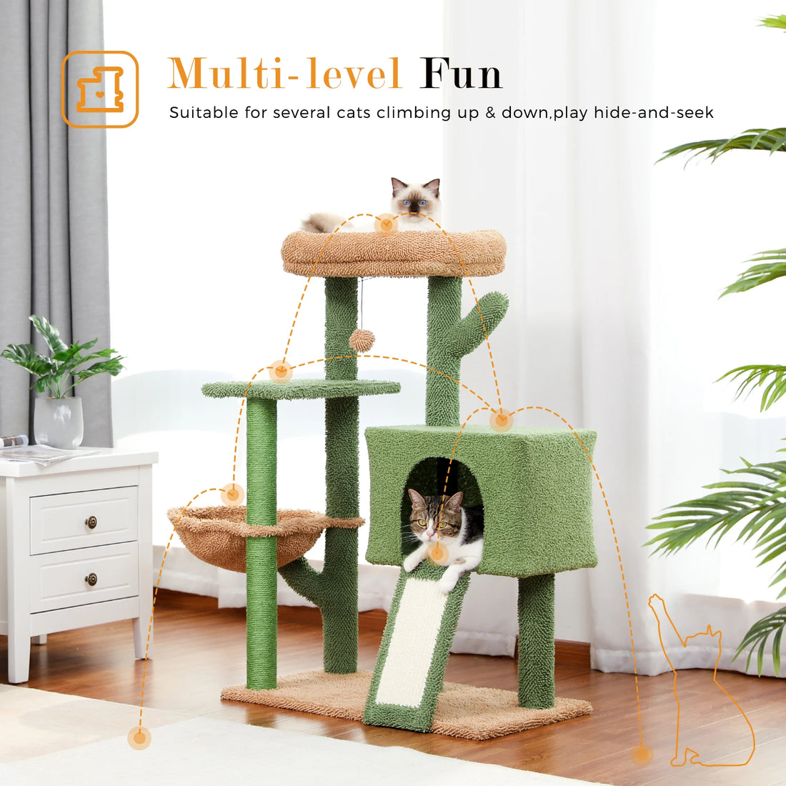 Cactus Cat Tree Tower – Fun & Functional Kitty Playground with Sisal Scratching Post