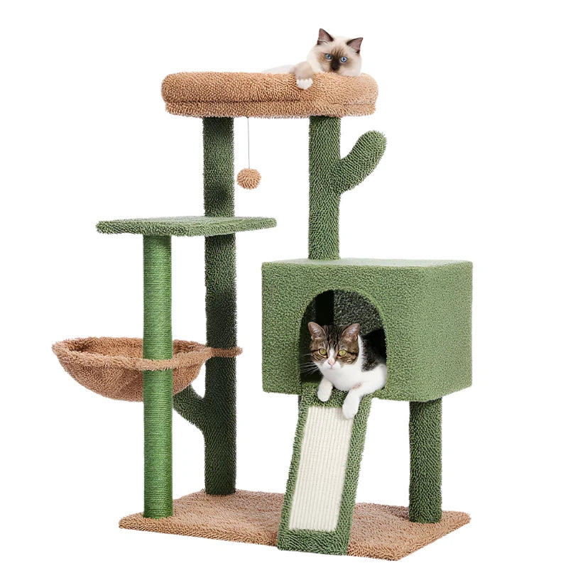 Cactus Cat Tree Tower – Fun & Functional Kitty Playground with Sisal Scratching Post