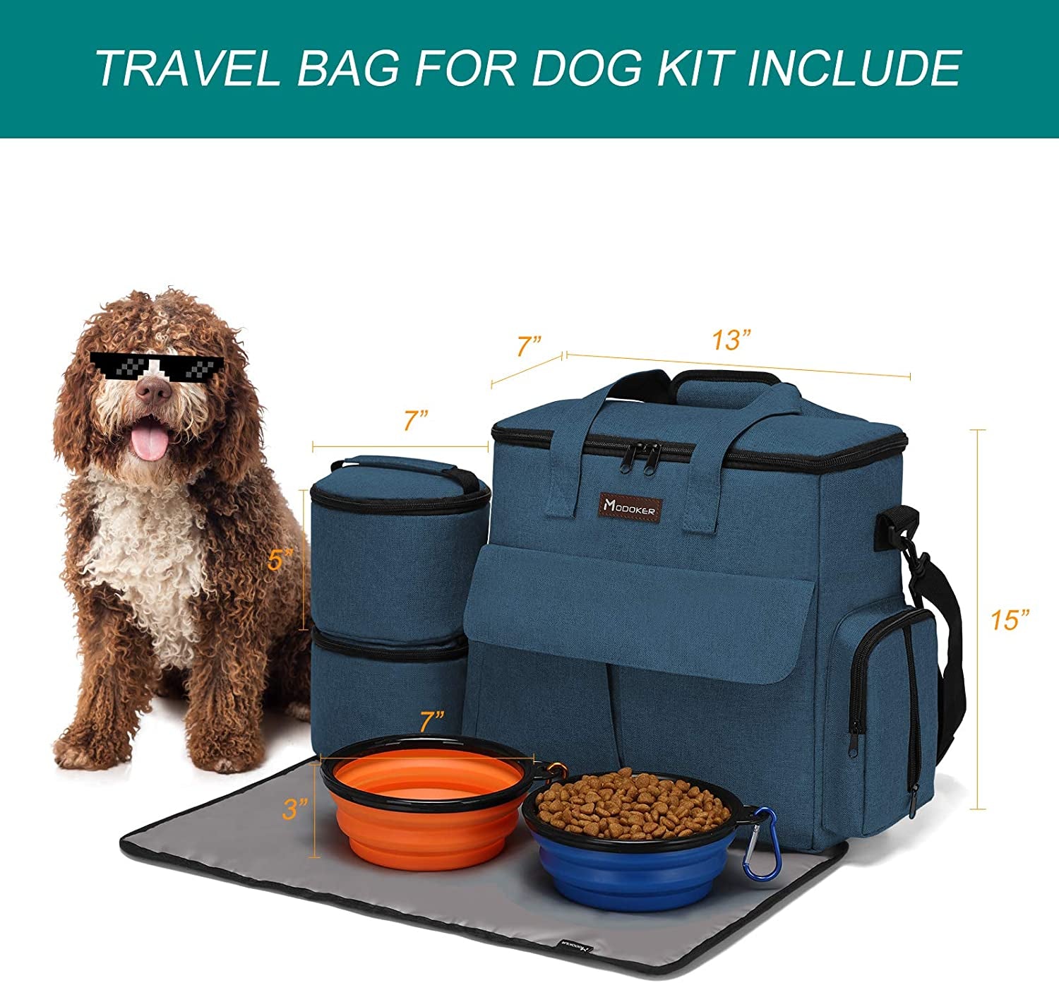 Ultimate Dog Travel Bag: Airline-Approved Pet Tote with Multi-Function Pockets, Food Containers, Collapsible Bowls & Feeding Mat 